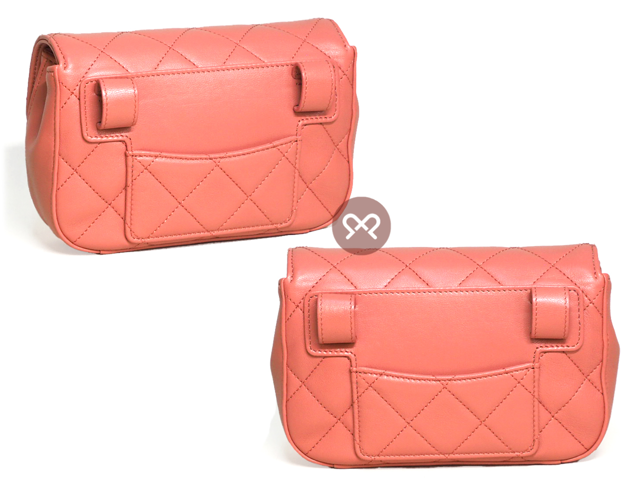ALMOST NEW ! Chanel 28496790 Coral Pink Quilted Calfskin Chain Infinity Waist Belt Bag - Image 4