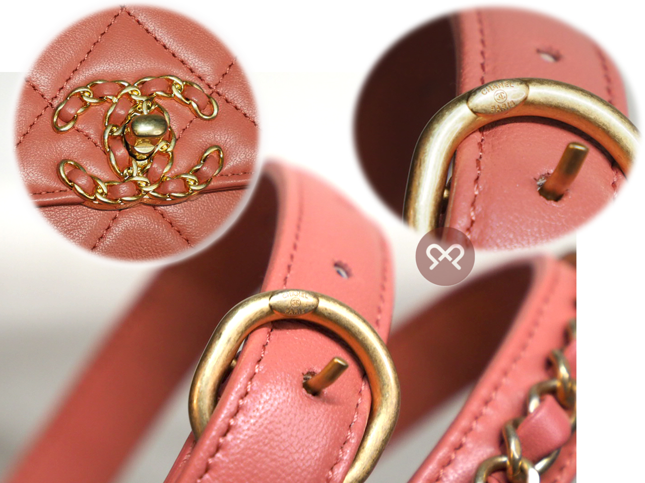 ALMOST NEW ! Chanel 28496790 Coral Pink Quilted Calfskin Chain Infinity Waist Belt Bag - Image 7