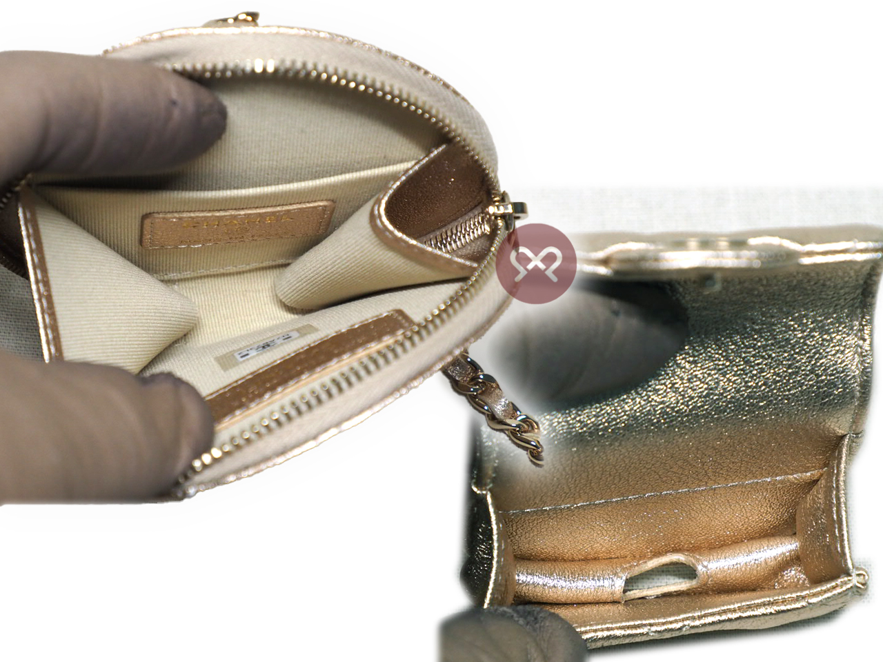 BRAND NEW ! Chanel 2024 VIP Metallic Gold Quilted Novelty Round Coin Pouch & AirPods Case - Image 7