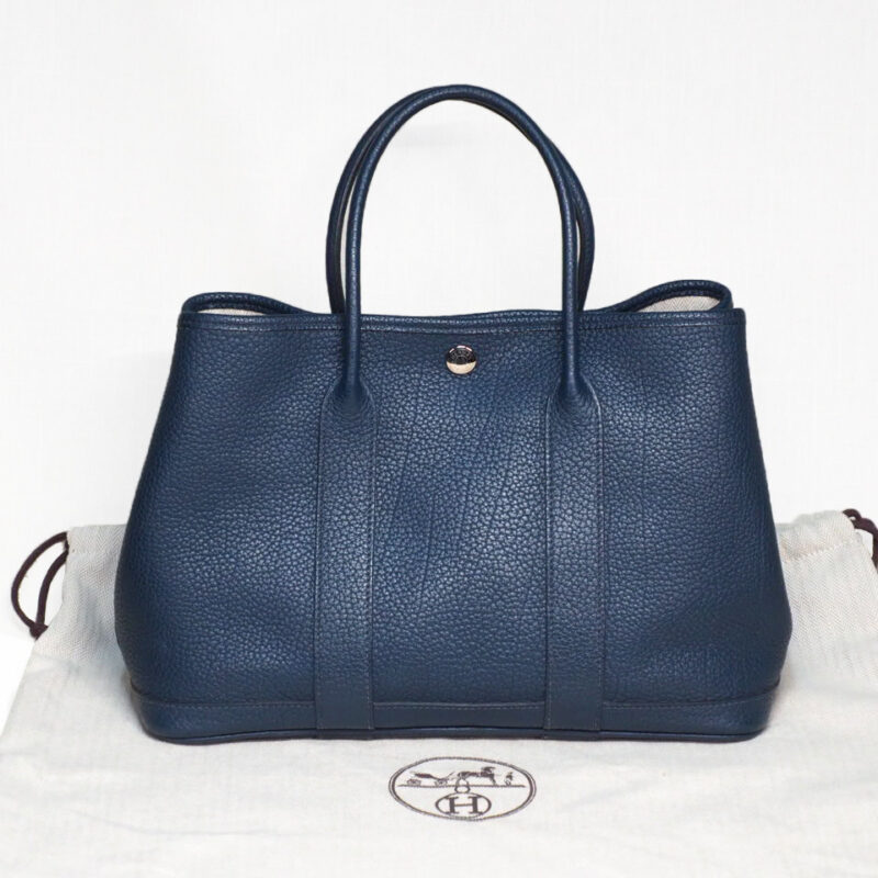 Hermes Garden Party TPM 30cm Blue De Prusse R Stamp Tote Bag