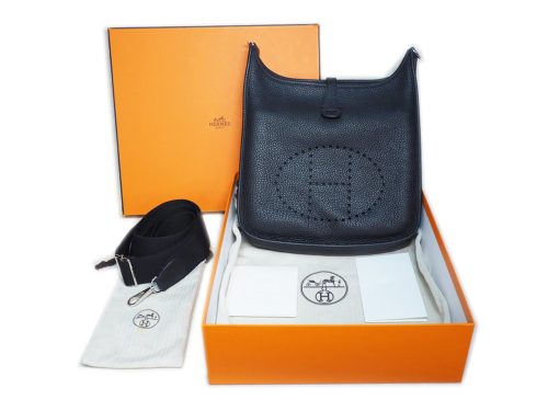 Hermes Evelyne 29cm A Stamp Black Clemence Leather Palladium Hardware Messenger/ Crossbody Bag