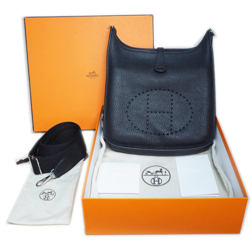 Hermes Evelyne 29cm A Stamp Black Clemence Leather Palladium Hardware Messenger/ Crossbody Bag