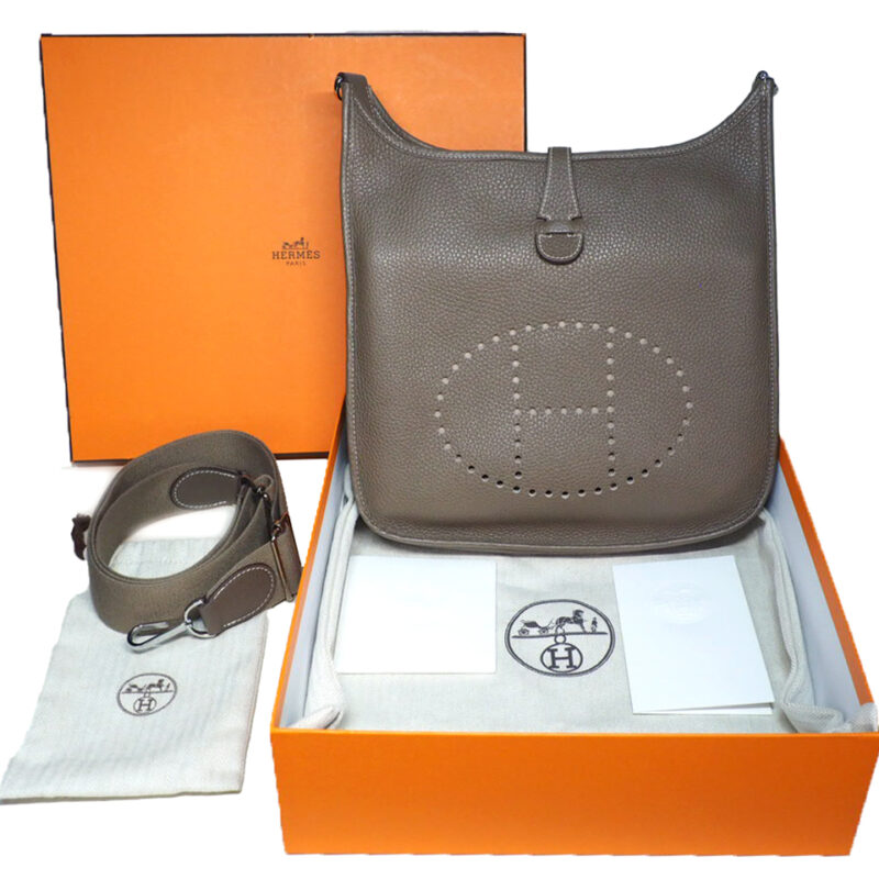Hermes Evelyne 29cm Y Stamp Etoupe Clemence Leather Silver Hardware Messenger/ Crossbody Bag