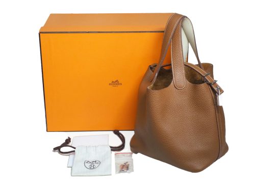 Hermes Eclat Picotin Lock 18cm Gold/ Nata Y Stamp Clemence Leather