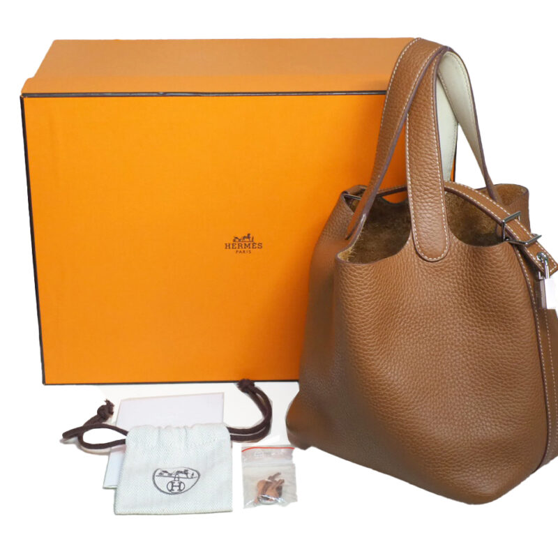 Hermes Eclat Picotin Lock 18cm Gold/ Nata Y Stamp Clemence Leather