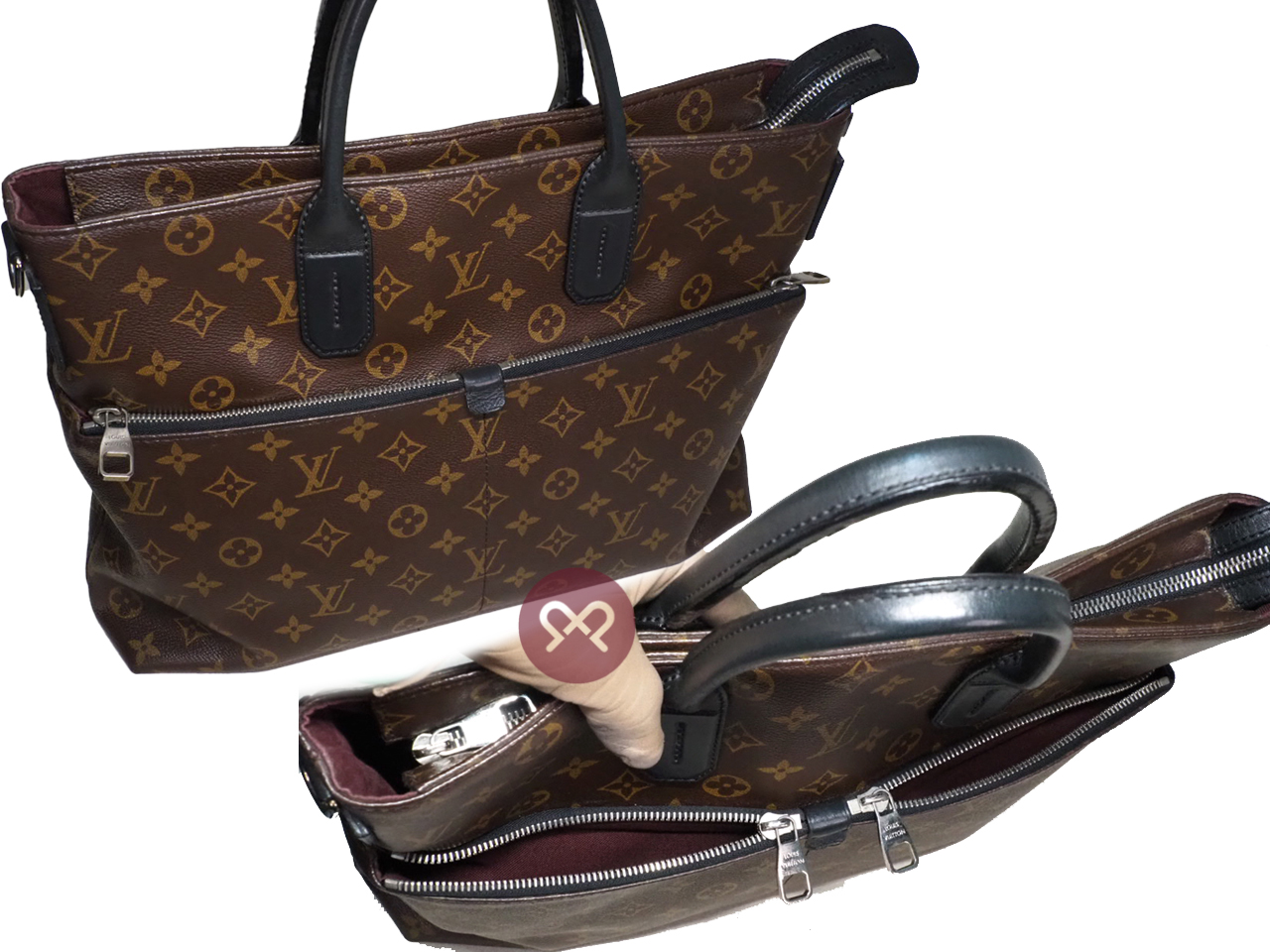 Louis Vuitton Monogram Macassar 7 days a Weeks Briefcase/ Document Tote without Strap (CA4145) - Image 5