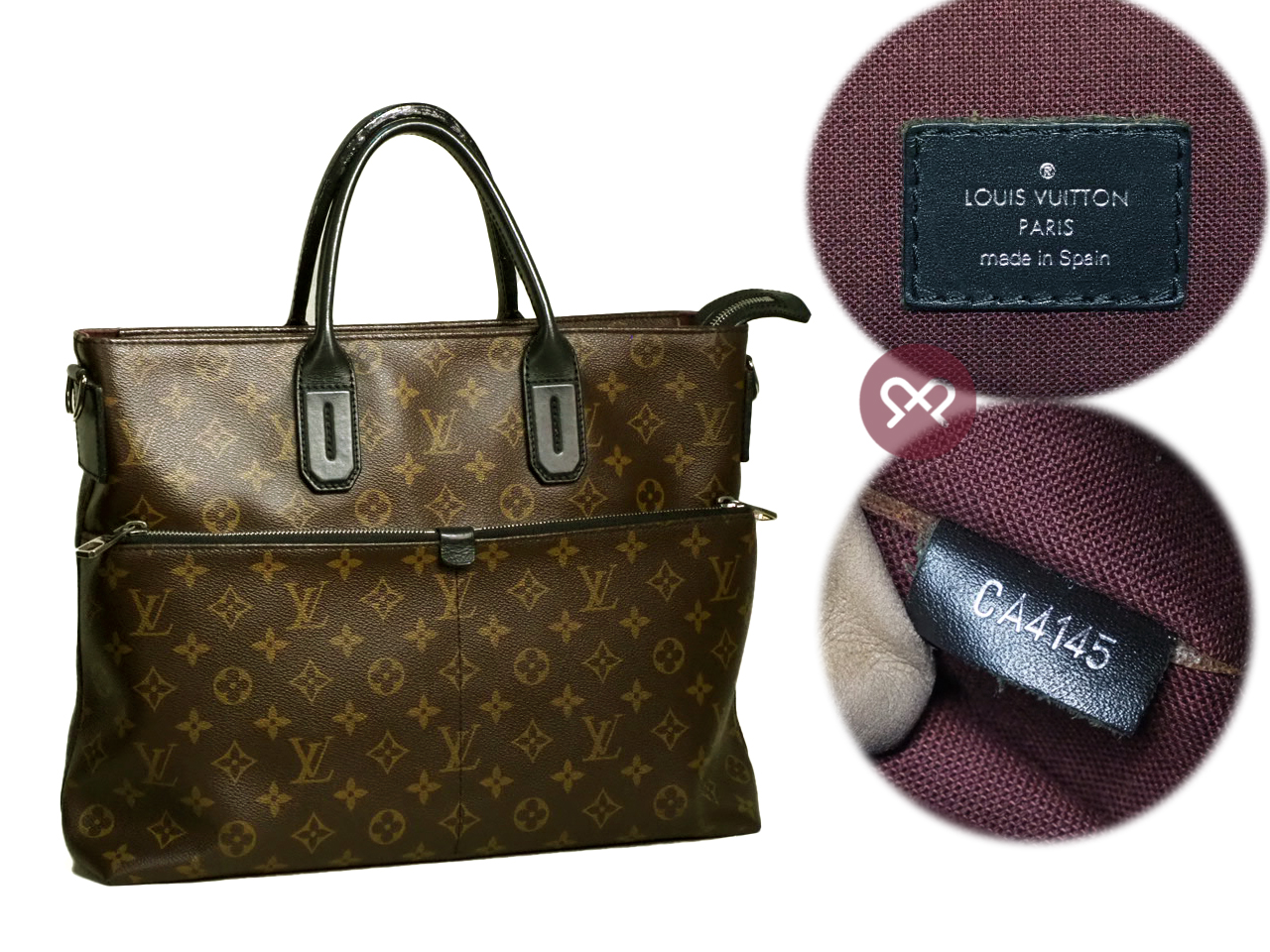 Louis Vuitton Monogram Macassar 7 days a Weeks Briefcase/ Document Tote without Strap (CA4145) - Image 2