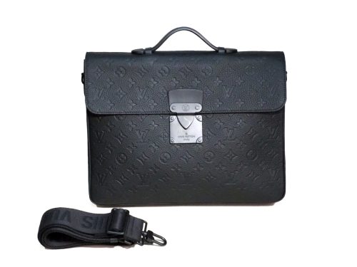 Louis Vuitton M20835 Black Taurillon Monogram leather S Lock Briefcase (RFID)