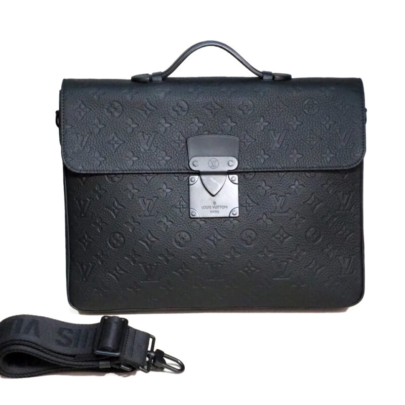 Louis Vuitton M20835 Black Taurillon Monogram leather S Lock Briefcase (RFID)