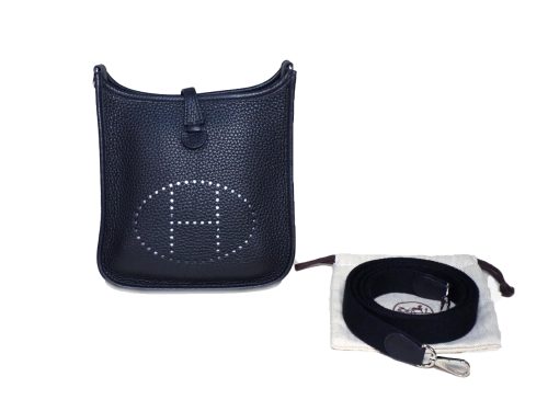 Hermes Evelyne Mini TPM 16 Clemence Black P Stamp Palladium Hardware