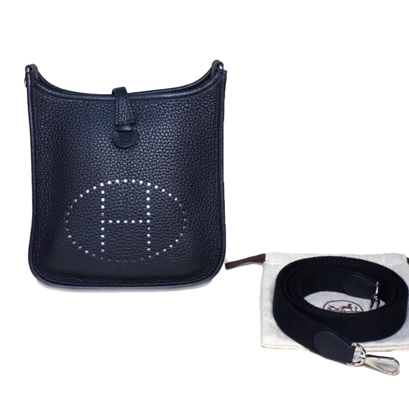 Hermes Evelyne Mini TPM 16 Clemence Black P Stamp Palladium Hardware