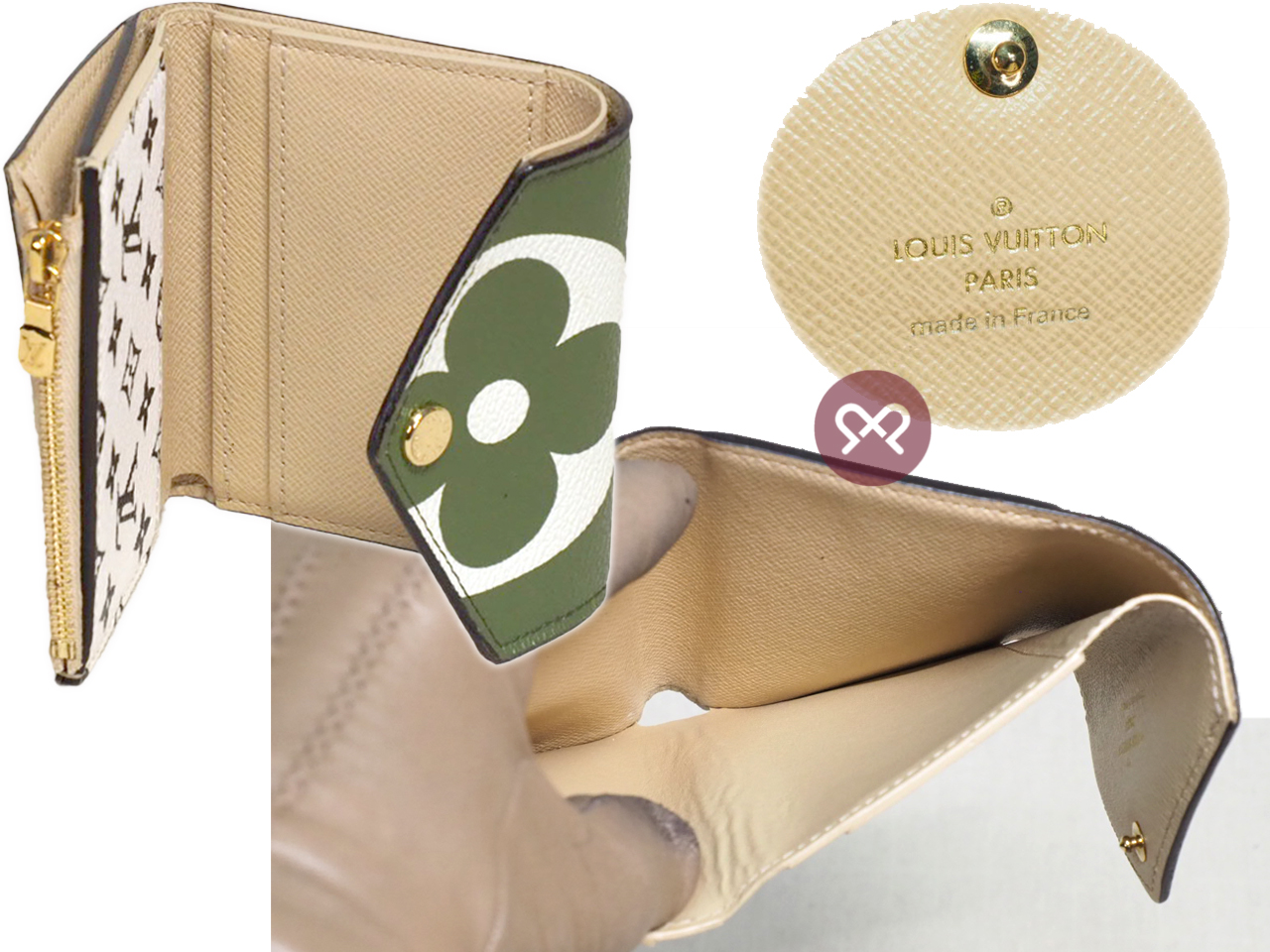 Louis Vuitton M67640 Monogram Giant Portefeuille Zoe Wallet Khaki/ Beige (TS1139) - Image 3