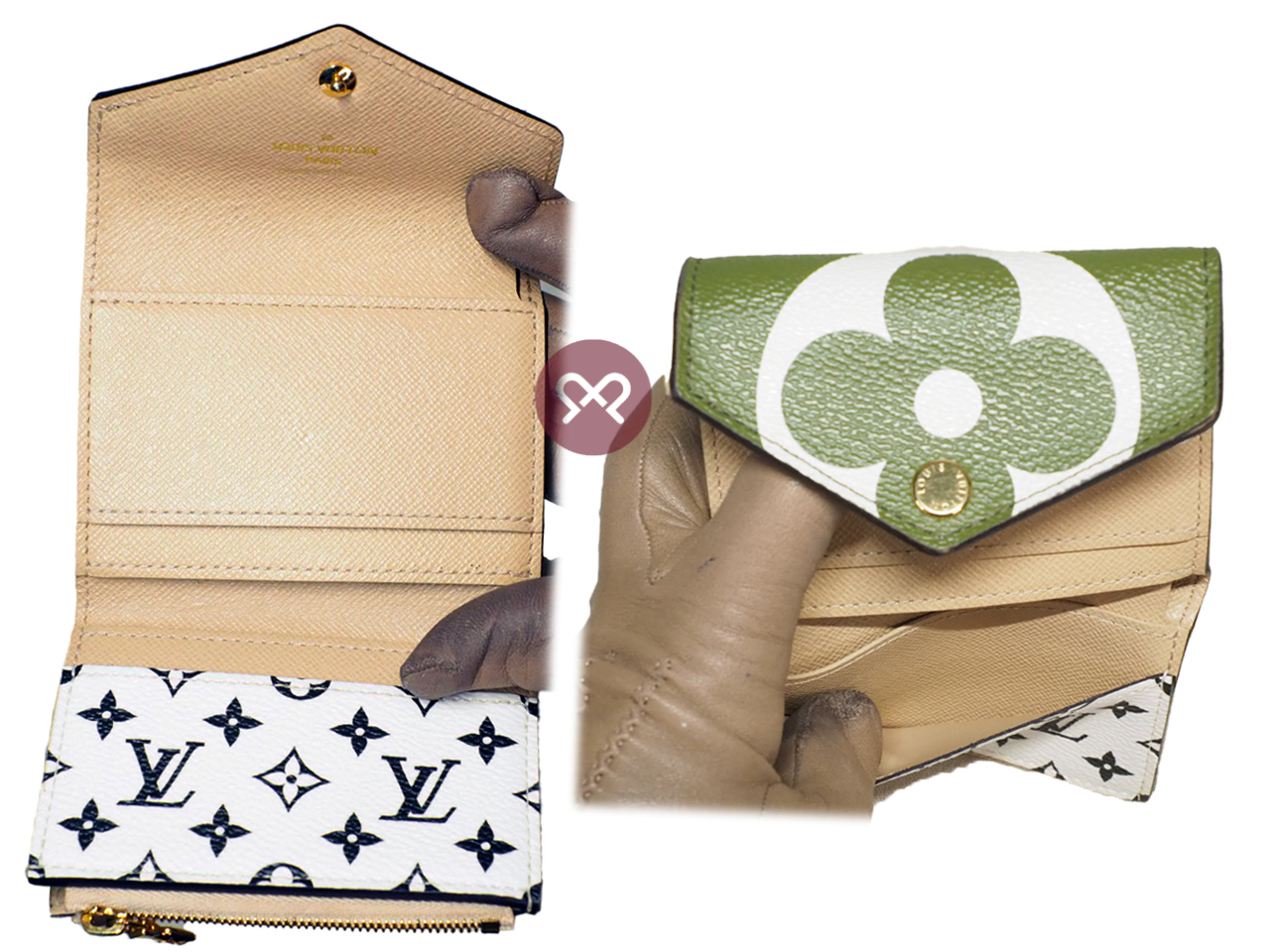 Louis Vuitton M67640 Monogram Giant Portefeuille Zoe Wallet Khaki/ Beige (TS1139) - Image 4