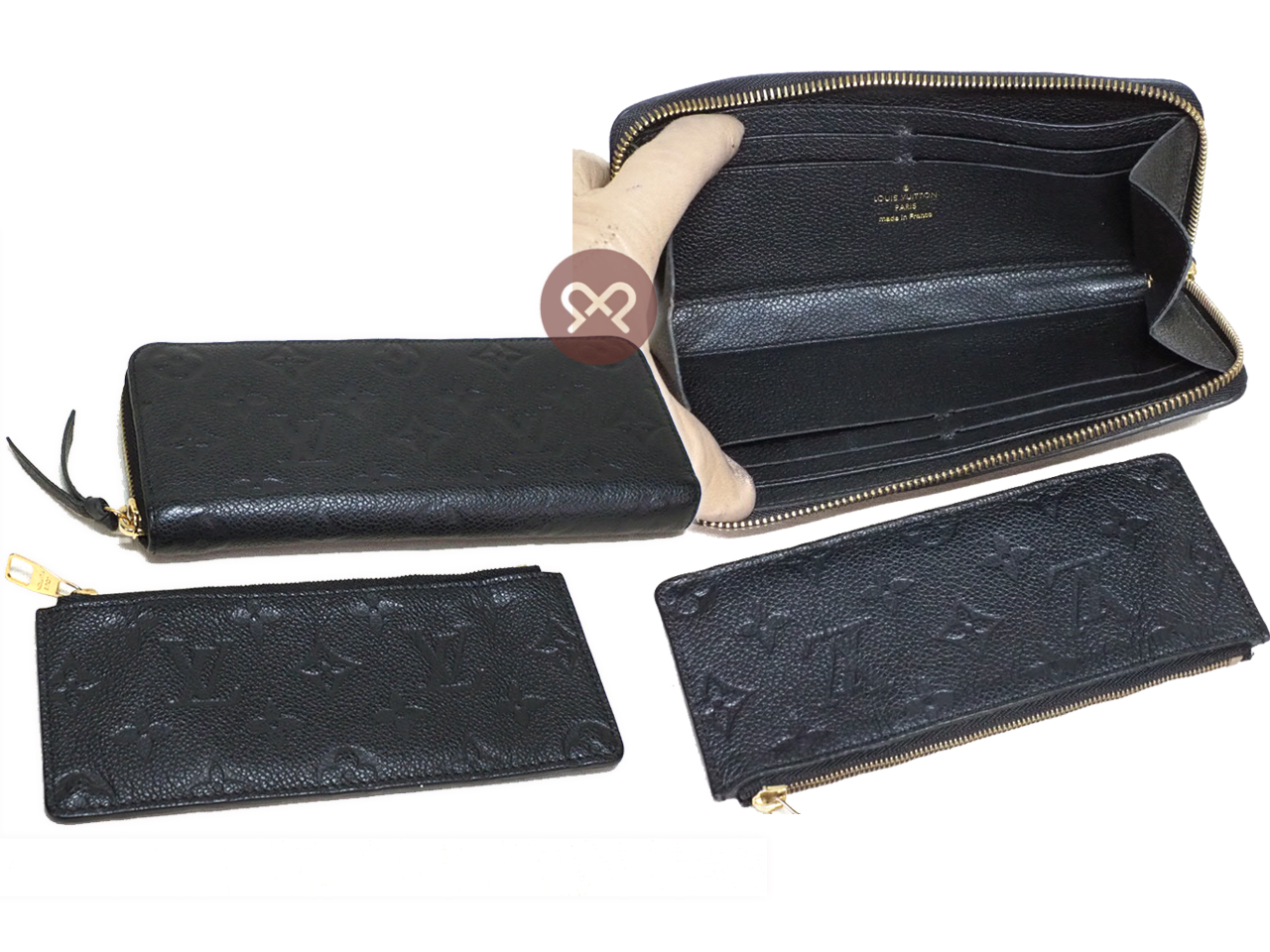 Louis Vuitton M60171 Black Monogram Empreinte Clemence Wallet (TM1125) - Image 4