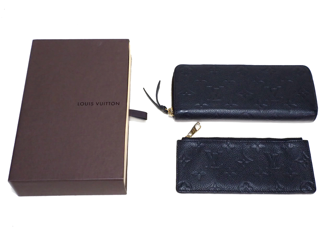 Louis Vuitton M60171 Black Monogram Empreinte Clemence Wallet (TM1125)