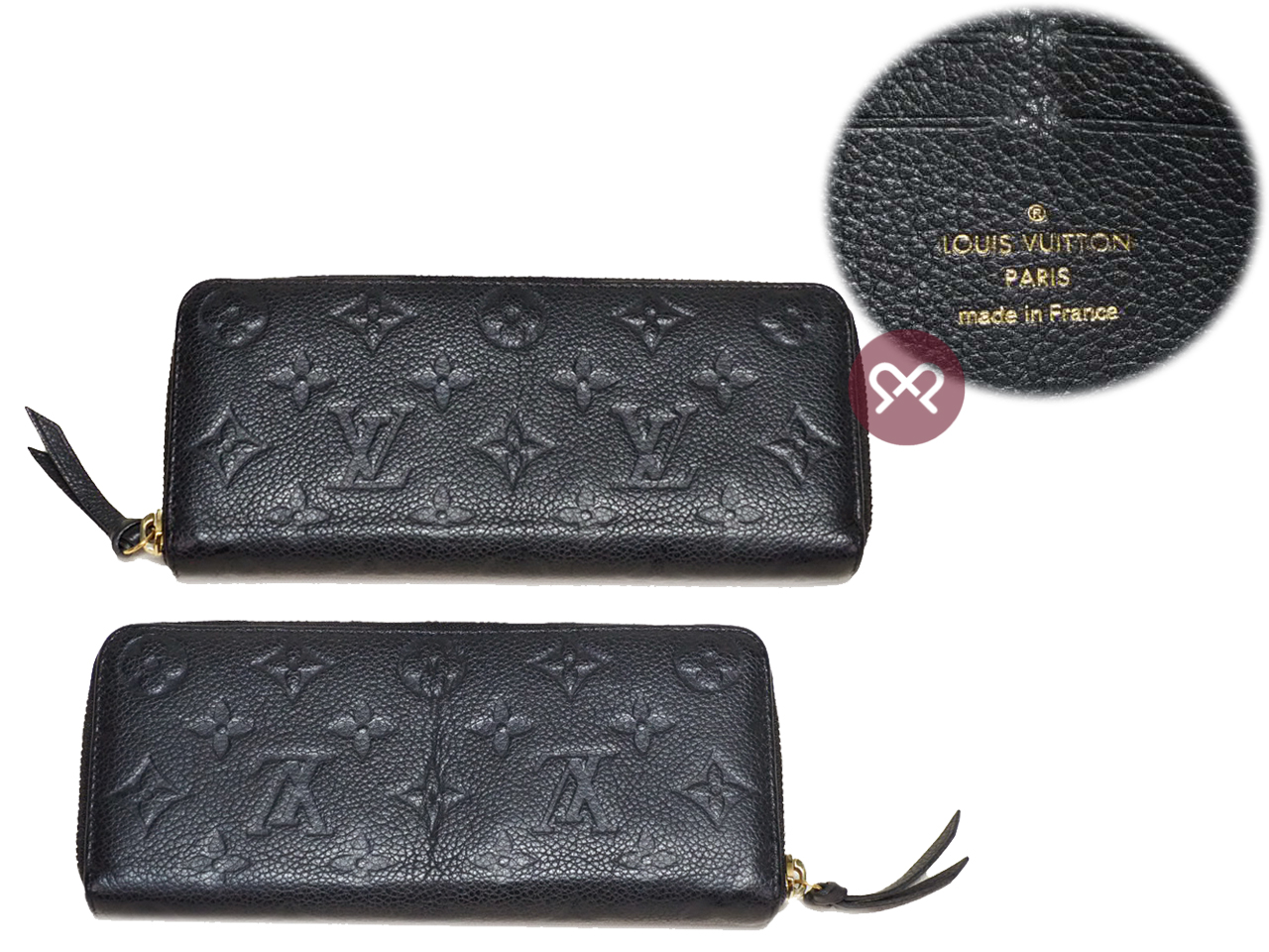 Louis Vuitton M60171 Black Monogram Empreinte Clemence Wallet (TM1125) - Image 3