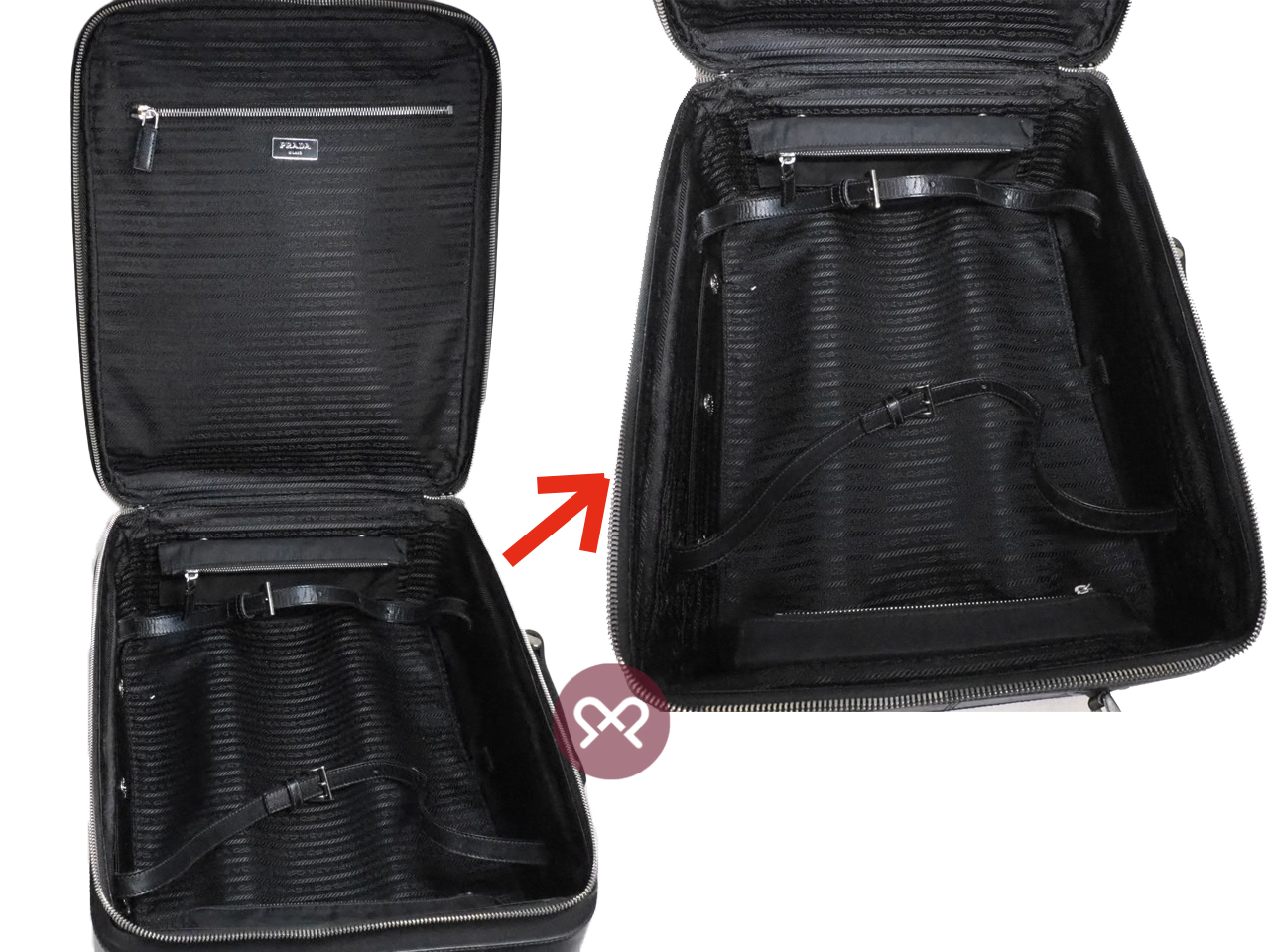 Prada Black Nylon/ Saffiano Leather Trim 45cm Carry On Trolley Travel Luggage - Image 5