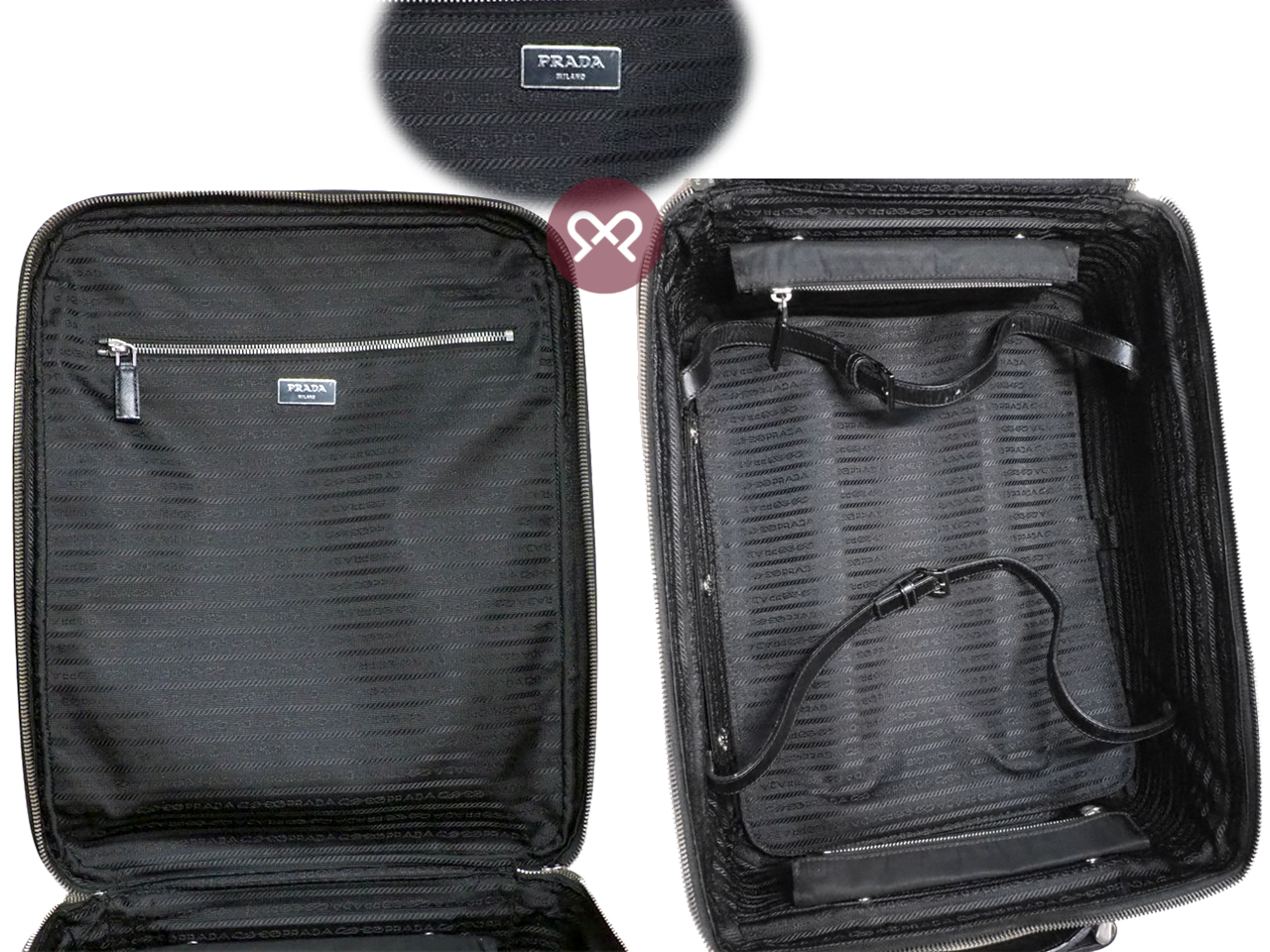Prada Black Nylon/ Saffiano Leather Trim 45cm Carry On Trolley Travel Luggage - Image 4