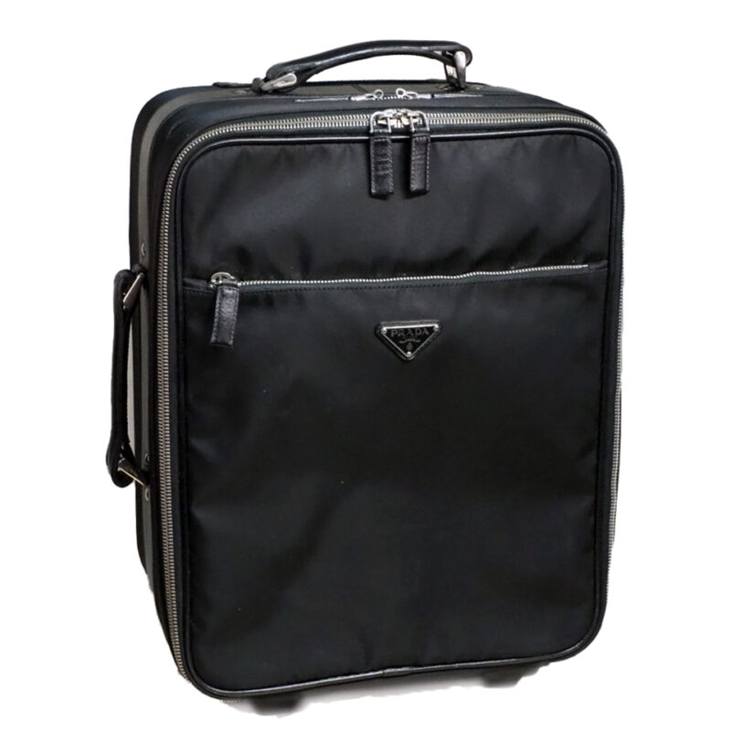 Prada Black Nylon/ Saffiano Leather Trim 45cm Carry On Trolley Travel Luggage