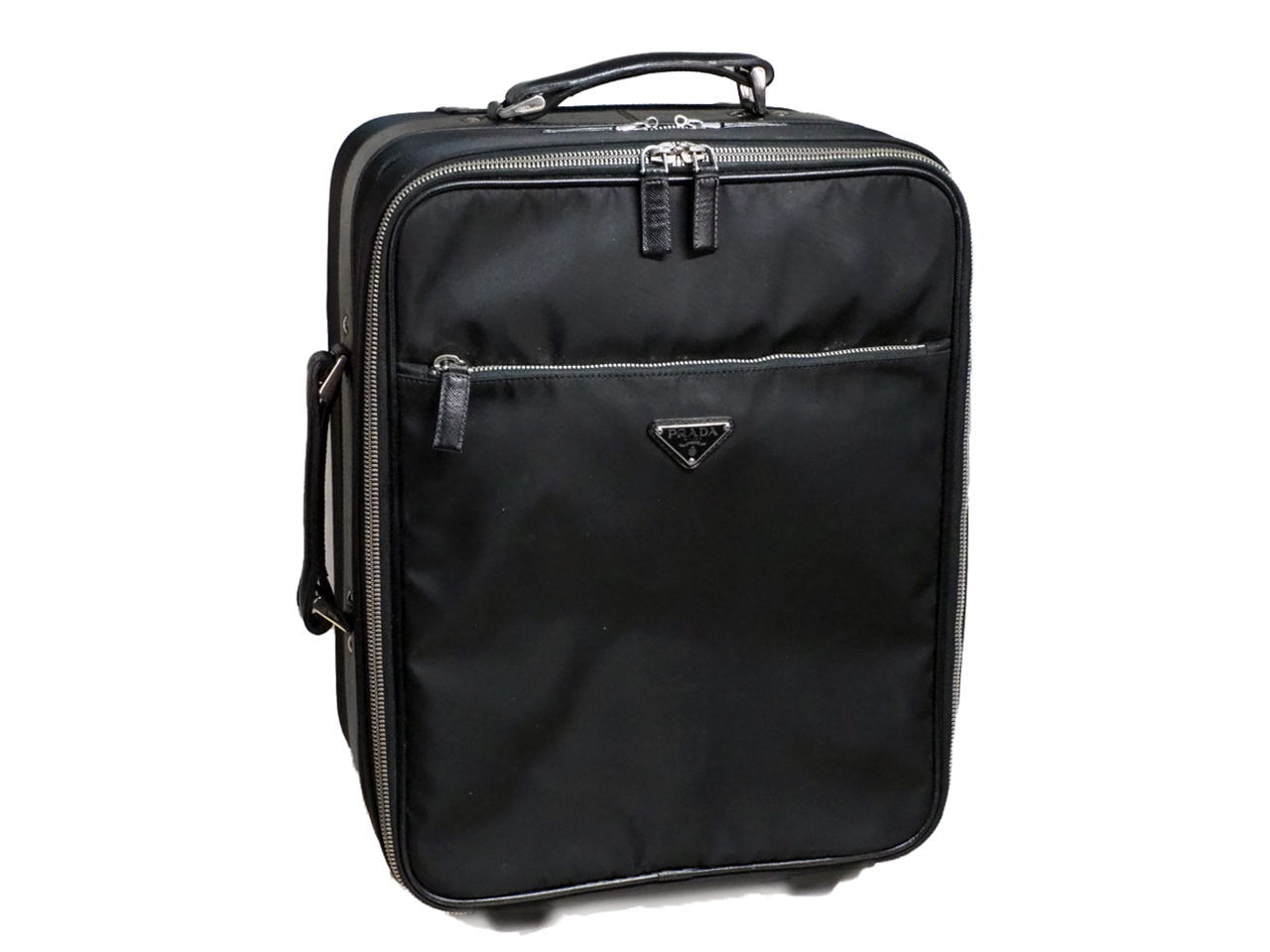 Prada Black Nylon/ Saffiano Leather Trim 45cm Carry On Trolley Travel Luggage