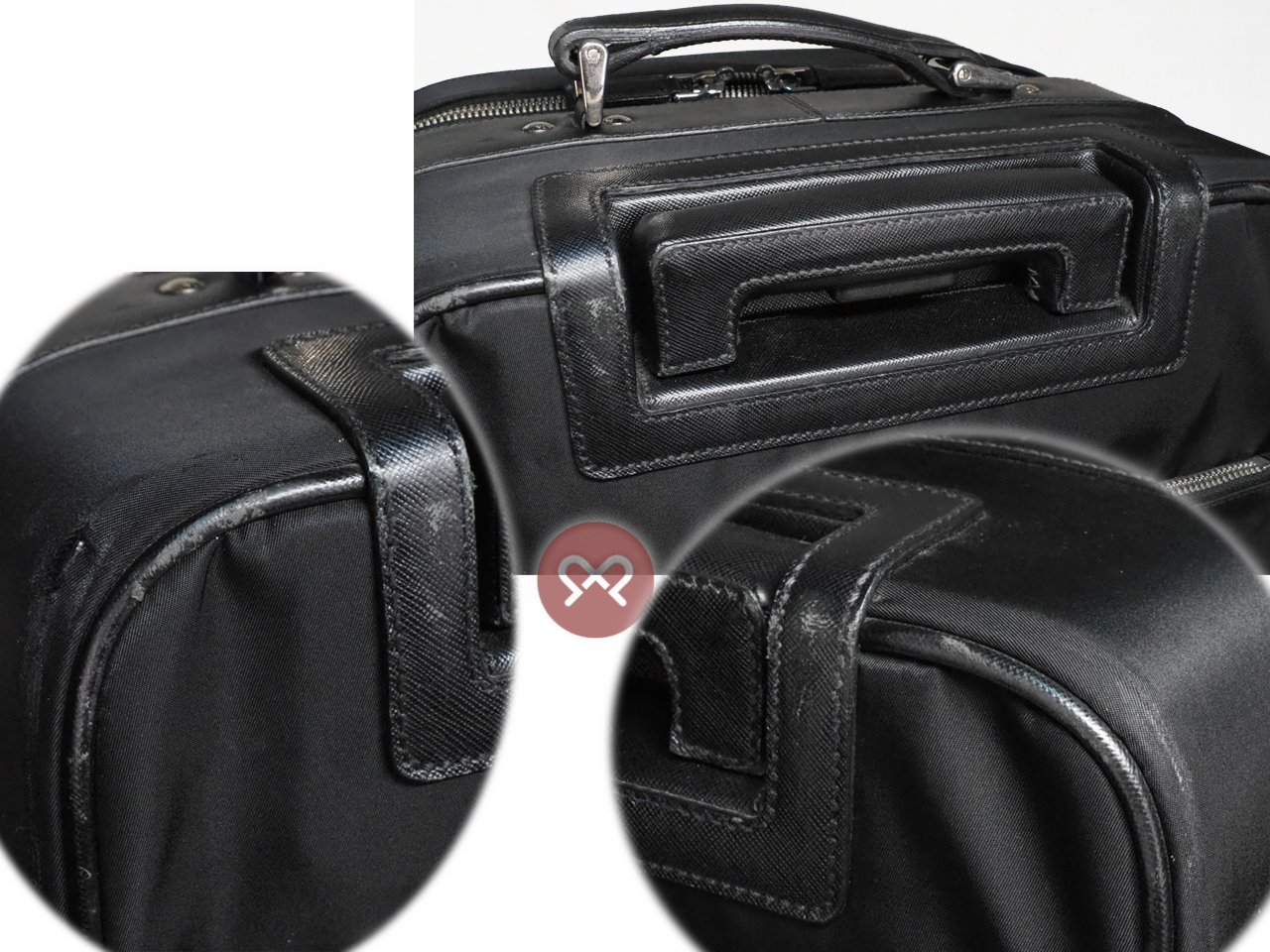 Prada Black Nylon/ Saffiano Leather Trim 45cm Carry On Trolley Travel Luggage - Image 6