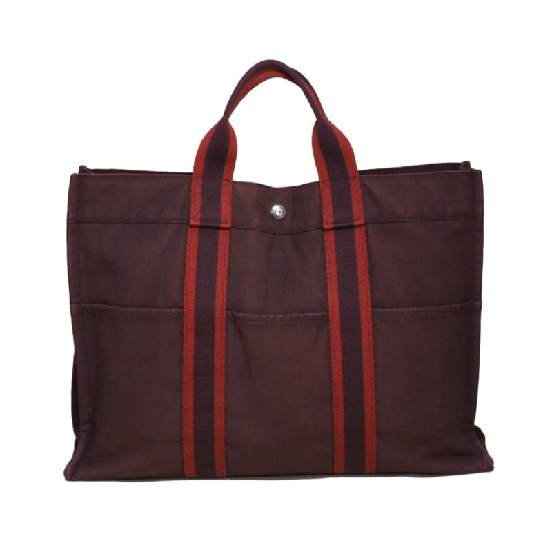 Hermes Burgundy / Red Canvas 36cm Toile Herline MM Document/ Laptop Tote