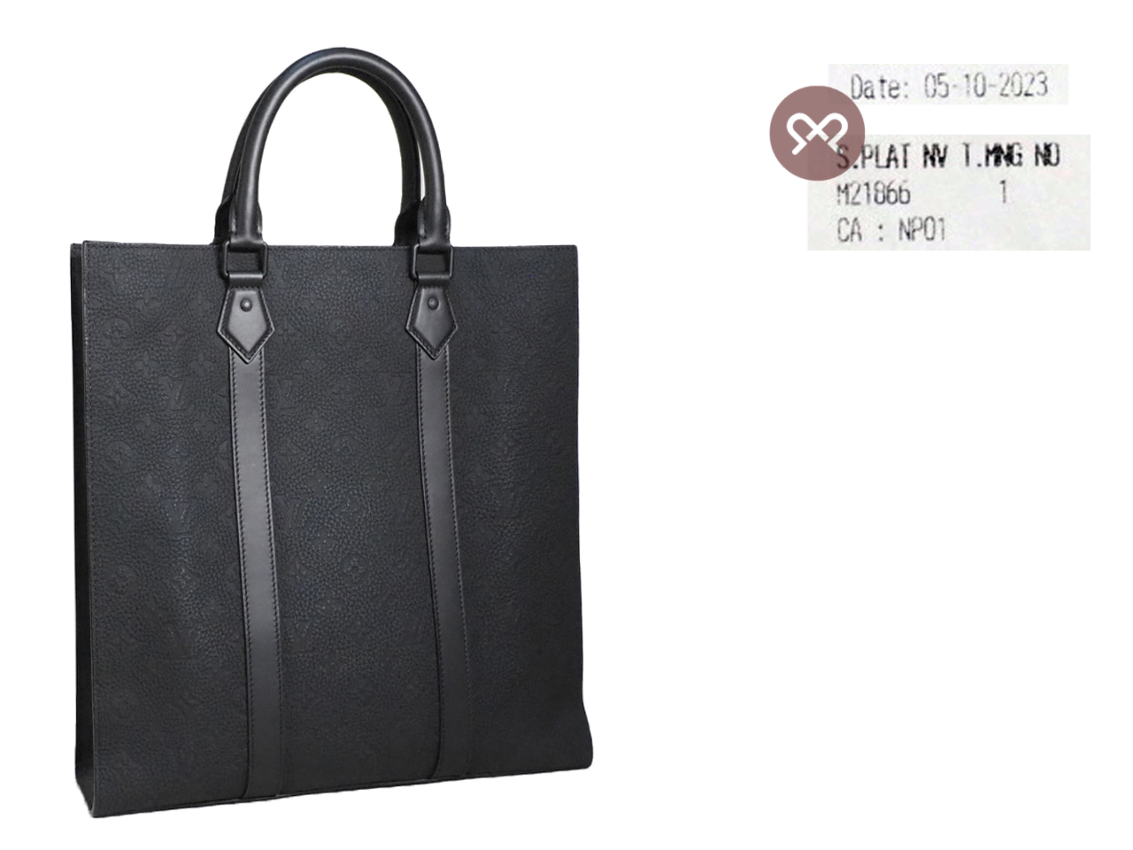 Louis Vuitton M21866 Black Monogram Taurillon Leather Sac Plat NV (RFID) - Image 2