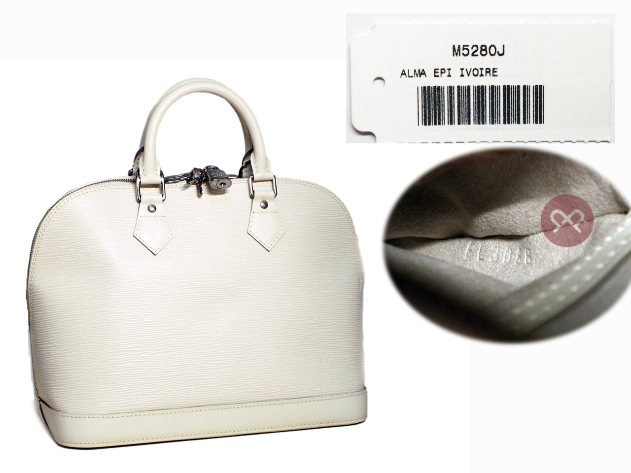 Louis Vuitton M5280J Ivory/ Vanilla Epi Leather Alma PM Tote Bag (FL3088) - Image 2