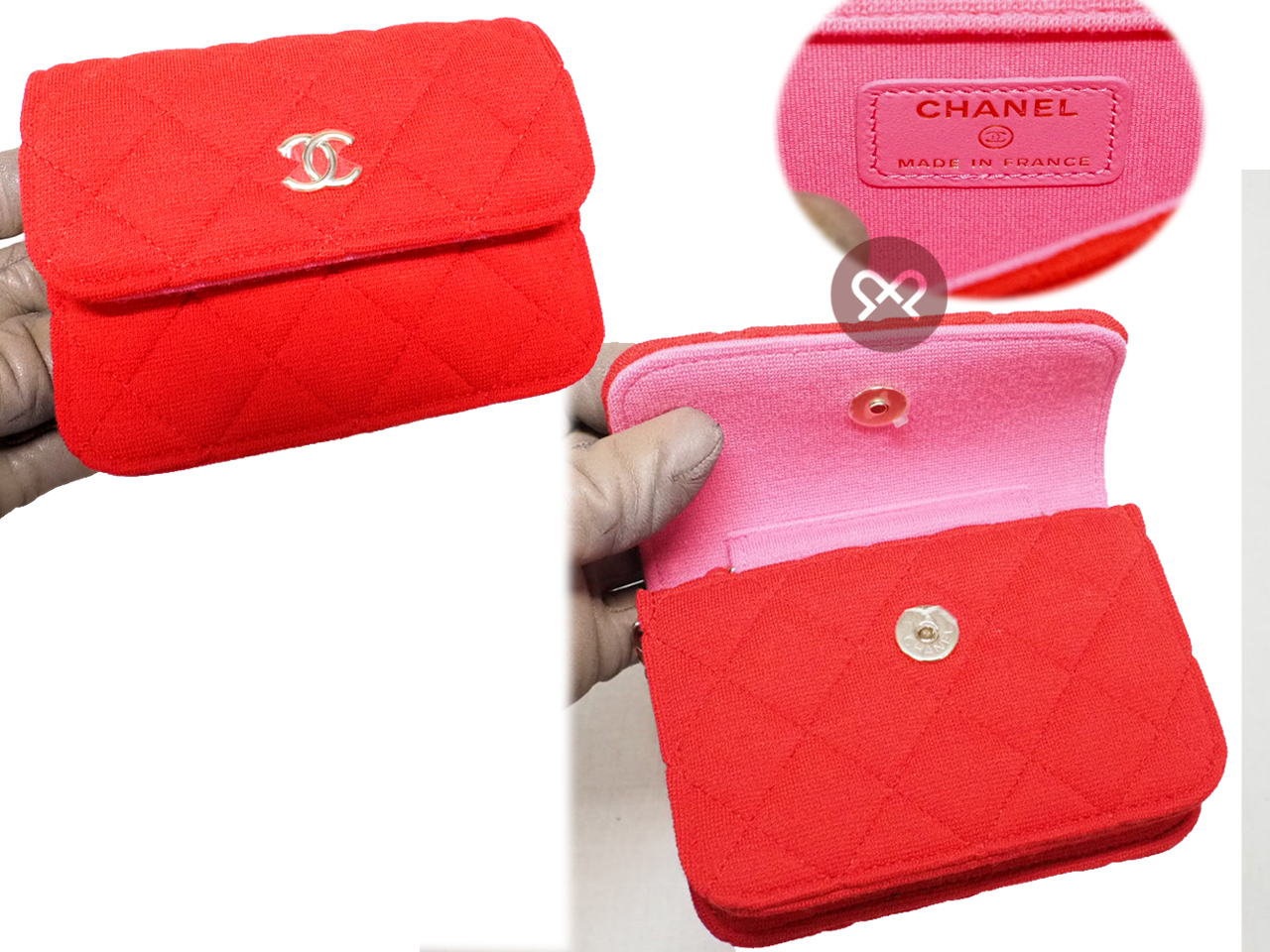 Chanel 23C Red VIP Novelty Jersey Quilted Micro Mini Flap CC Sling Bag (GH2HA30J) - Image 3
