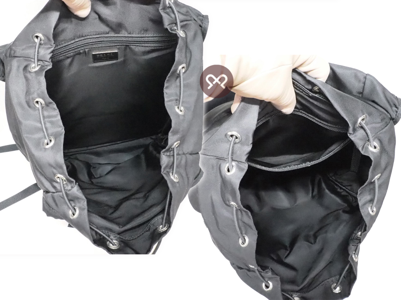 Prada 2VZ062 Black/ Nero Nylon and Saffiano Leather Montagna Backpack - Image 7