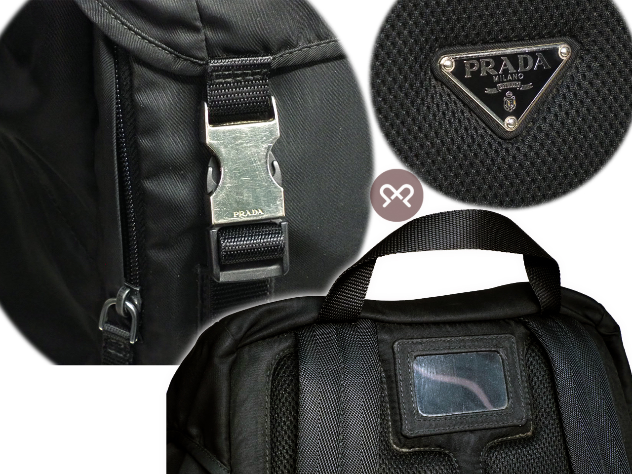 Prada 2VZ062 Black/ Nero Nylon and Saffiano Leather Montagna Backpack - Image 4