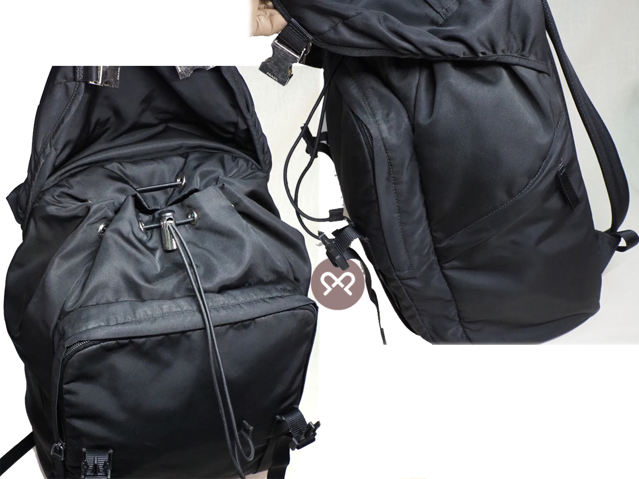 Prada 2VZ062 Black/ Nero Nylon and Saffiano Leather Montagna Backpack - Image 5