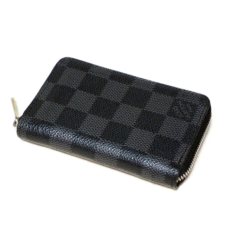Louis Vuitton N63076 Damier Graphite Canvas Zippy Coin Purse Vertical Wallet (FL0192)