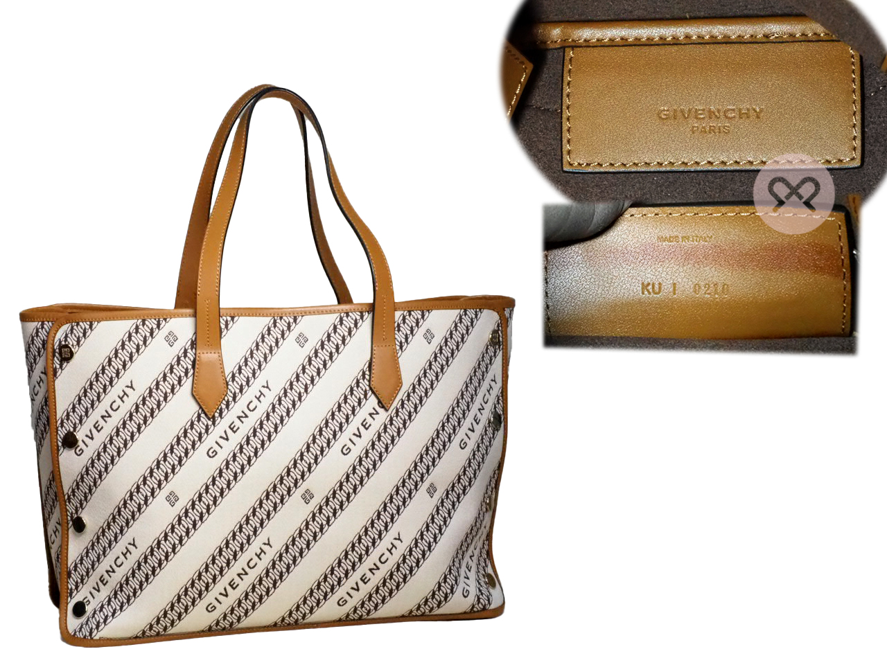 Givenchy Beige Logo Canvas Jacquard Medium Bond Tote/ Document Shopping Bag - Image 2