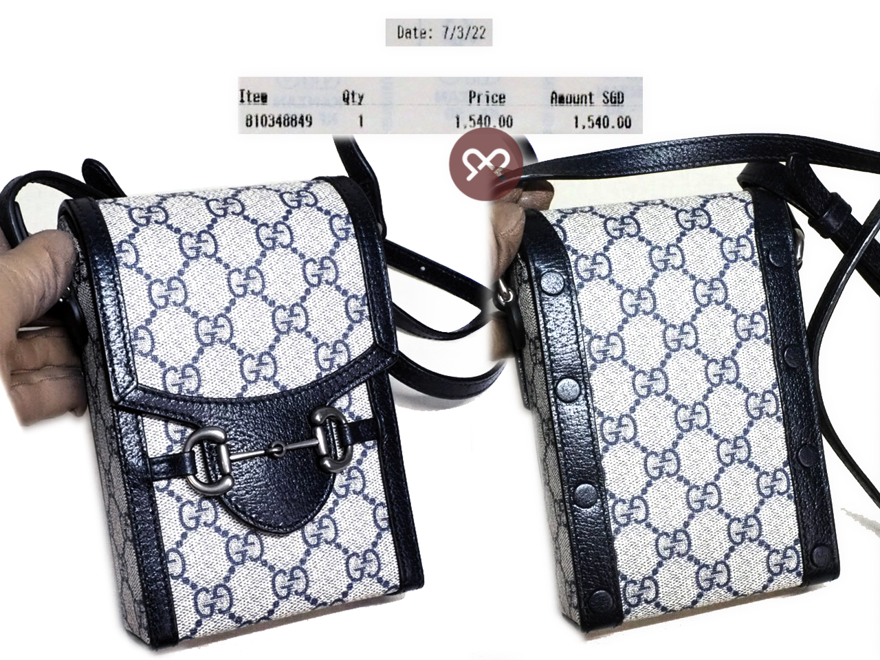Gucci 625615 Black Monogram GG Horsebit 1955 Mini Flap Small Cross Body Bag - Image 2