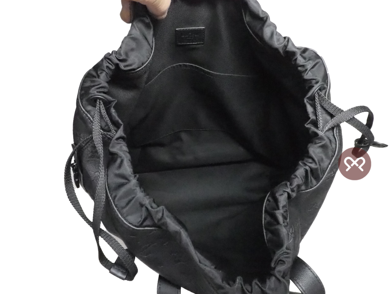 Louis Vuitton M46554 Black Monogram Motif Embossed Helmet Bag/ Shopping Tote (RFID) - Image 11