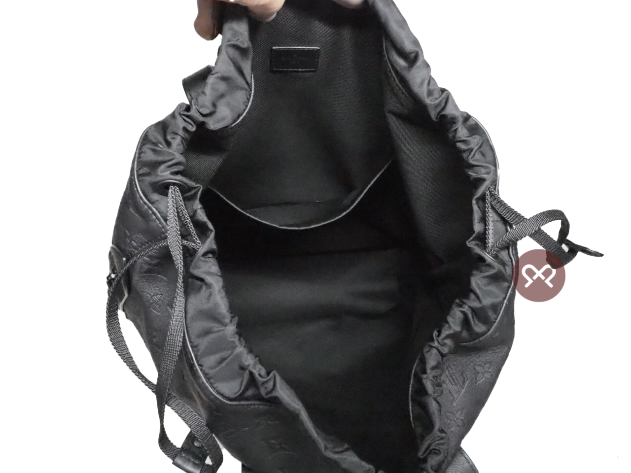 Louis Vuitton M46554 Black Monogram Motif Embossed Helmet Bag/ Shopping Tote (RFID) - Image 10