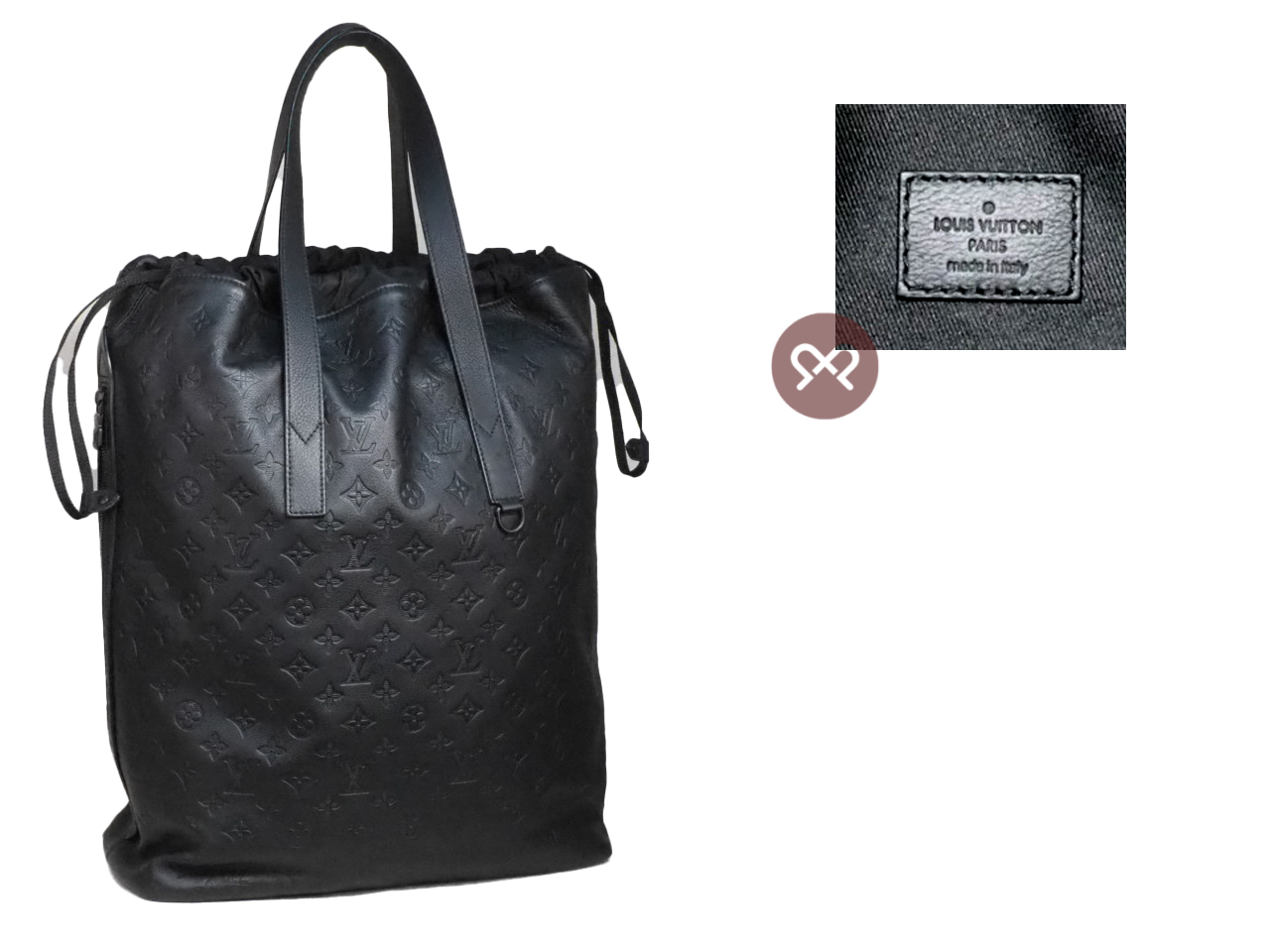 Louis Vuitton M46554 Black Monogram Motif Embossed Helmet Bag/ Shopping Tote (RFID) - Image 2