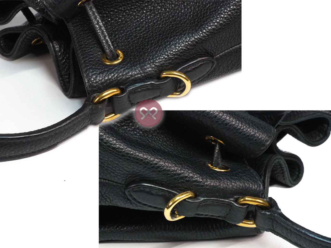 Prada 1BE018 Black Deerskin Leather Drawstring 2-Way Shoulder/ Crossbody Bag - Image 6