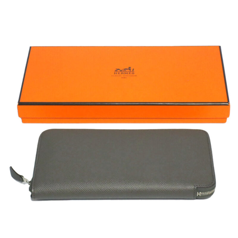 Hermes Epsom Leather Azap Wallet Full Leather Etain Color Square P Stamp