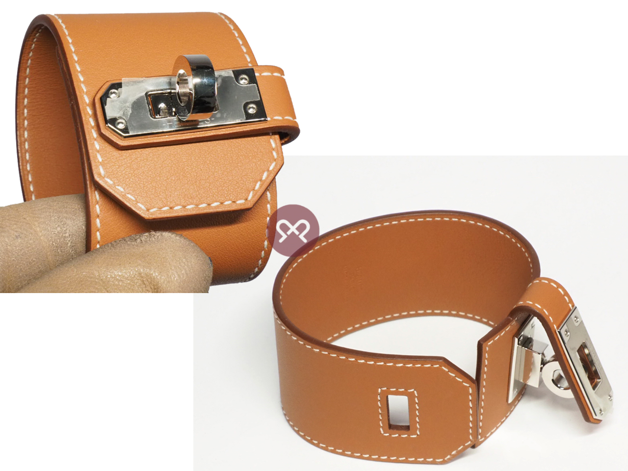 Hermes Kelly Twist Bracelet Palladium Hardware U Stamp Size T2, Small Size - Image 3
