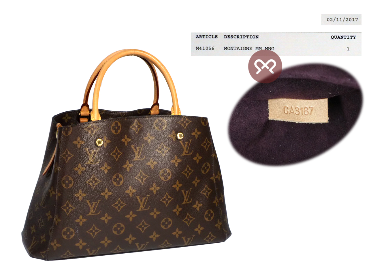 Louis Vuitton M41056 Monogram Canvas Montaigne MM 2-way Bag (CA3187) - Image 2