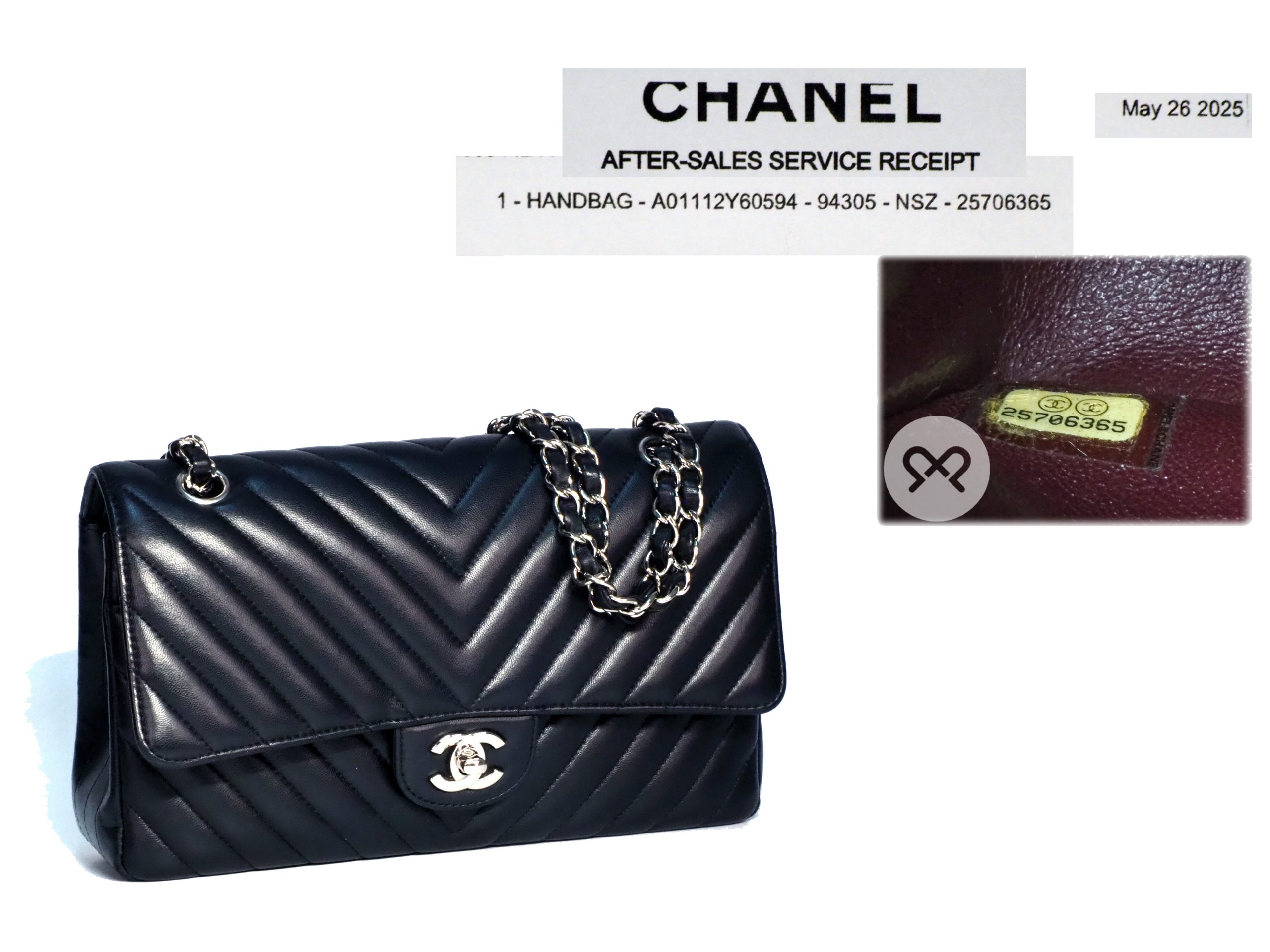 Chanel 25706365 A01112Y Black Chevron Lambskin Medium Classic Double Flap Silver Hardware- 25cm - Image 2