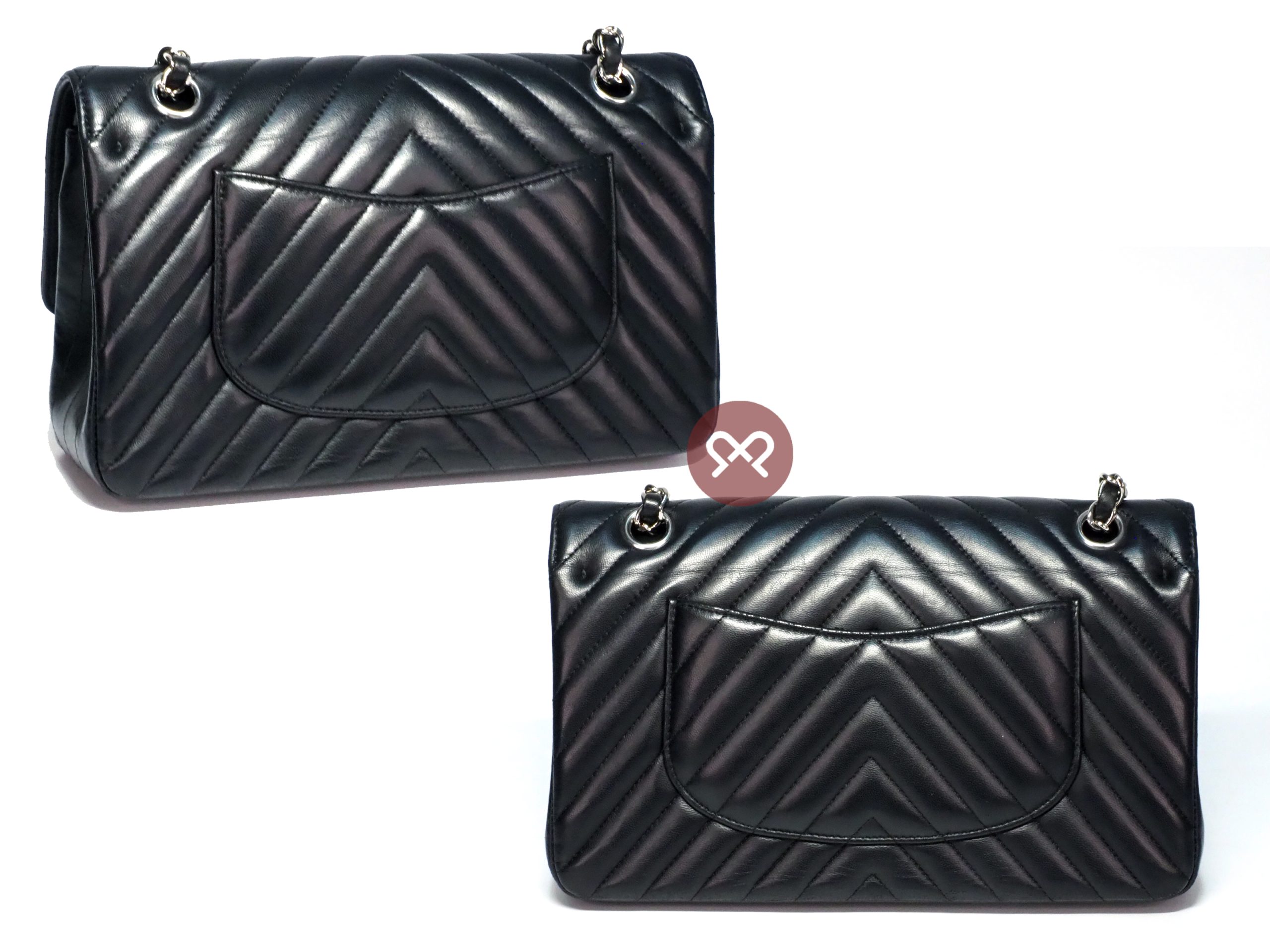 Chanel 25706365 A01112Y Black Chevron Lambskin Medium Classic Double Flap Silver Hardware- 25cm - Image 3