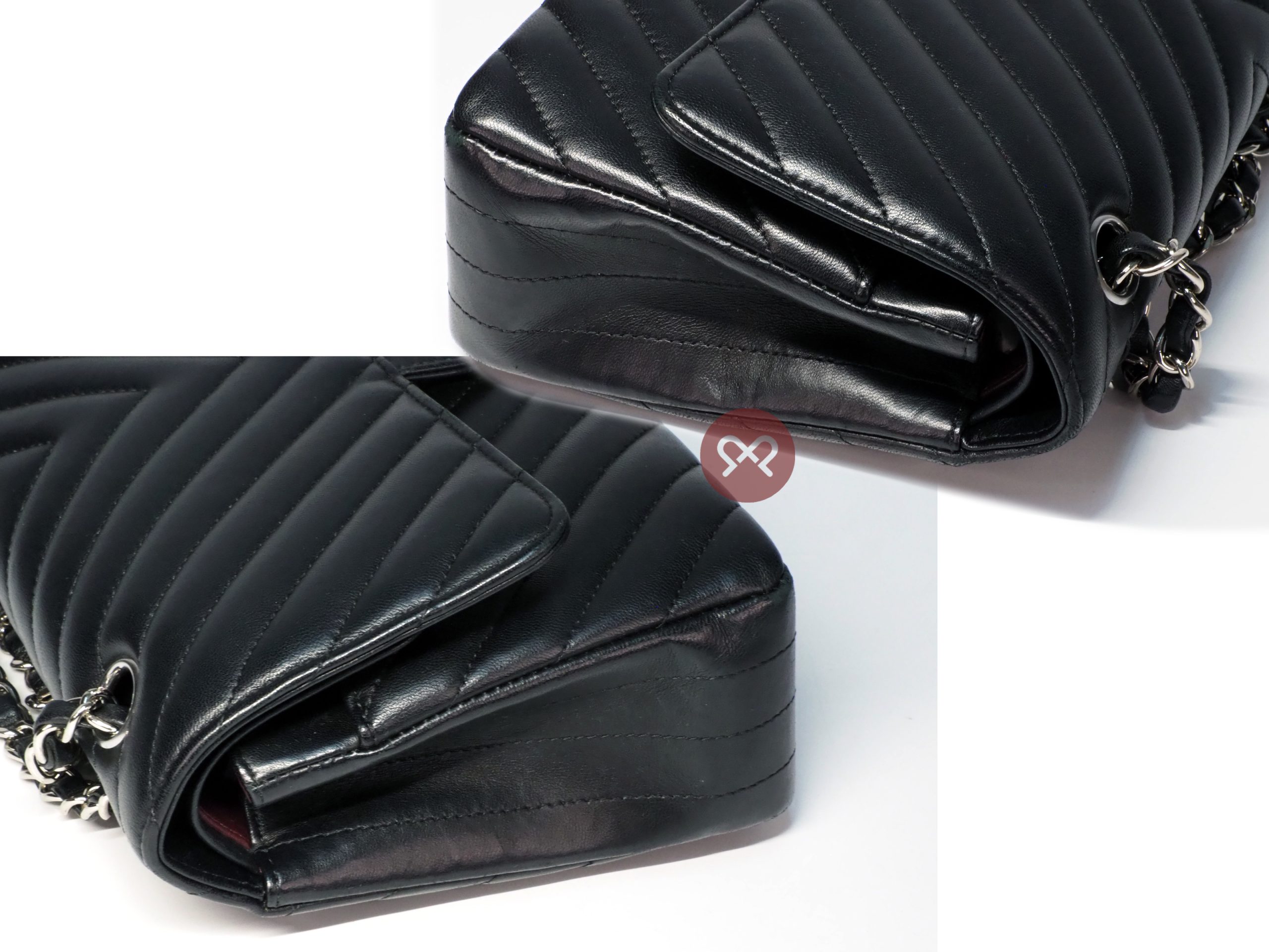 Chanel 25706365 A01112Y Black Chevron Lambskin Medium Classic Double Flap Silver Hardware- 25cm - Image 7