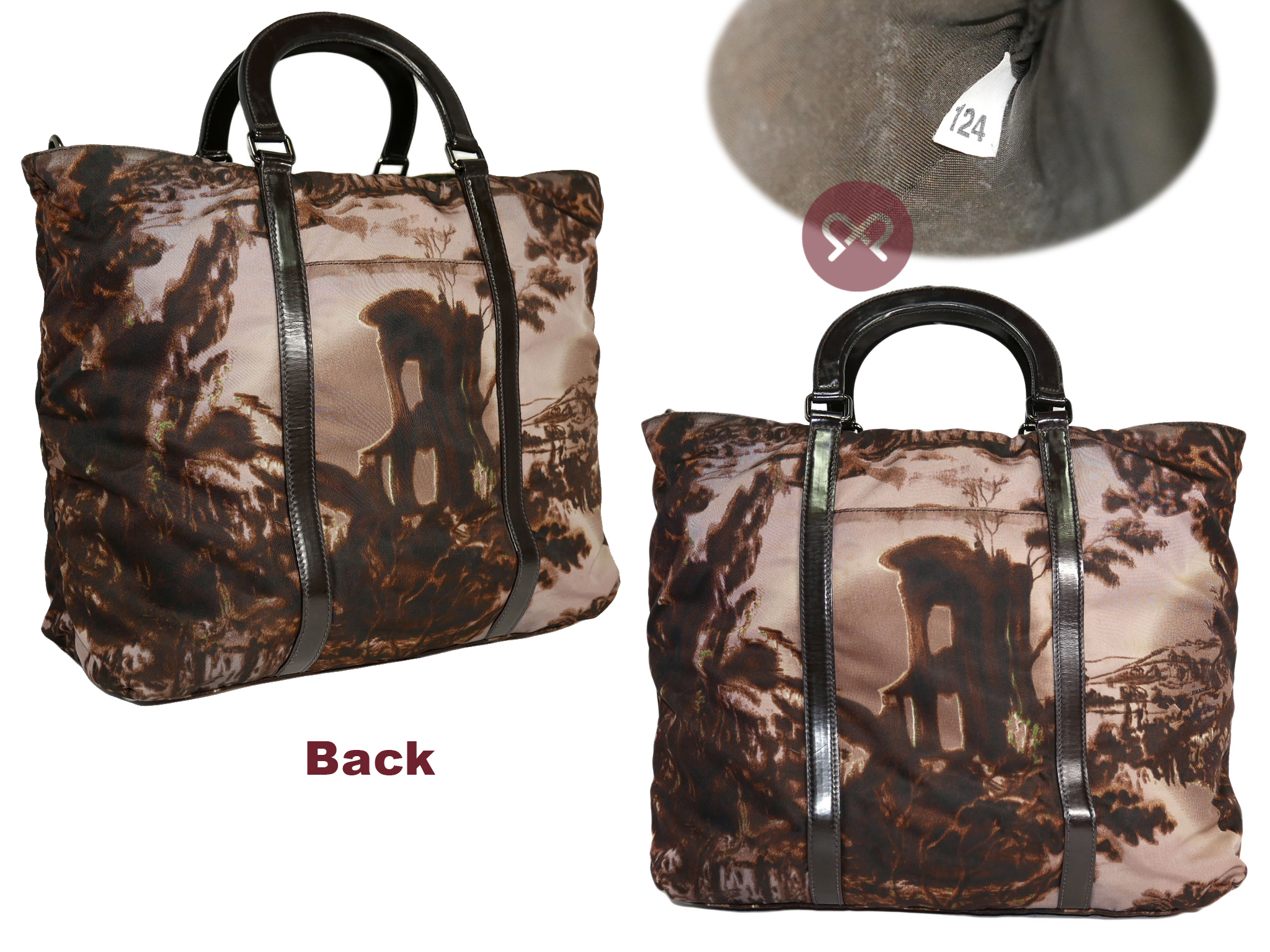 Limited Edition ! Prada BN1057 Opale Nylon Tessuto NY Street Templi Print Tote Bag with Strap - Image 3