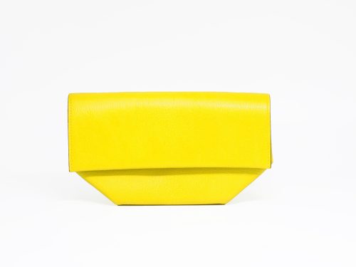 Hermes Opli Yellow/ Lime Chevre Mysore Leather A Stamp Clutch + DHL Shipping & Insurance