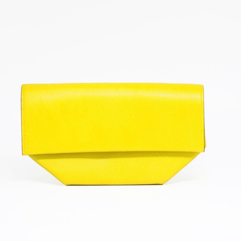 Hermes Opli Yellow/ Lime Chevre Mysore Leather A Stamp Clutch + DHL Shipping & Insurance