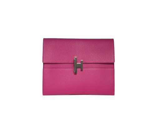 Hermes Cinhentic Poupre in Chevre Mysore Leather Clutch A Stamp Palladium hardware