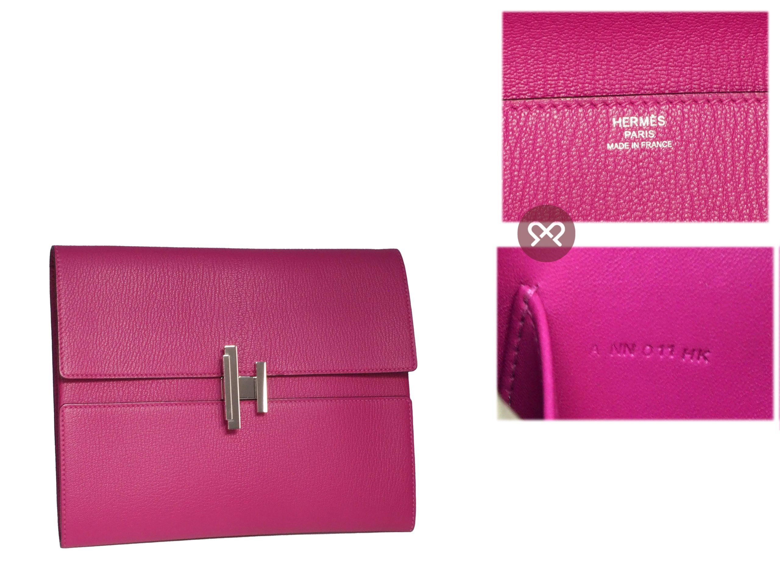 Hermes Cinhentic Poupre in Chevre Mysore Leather Clutch A Stamp Palladium hardware - Image 2